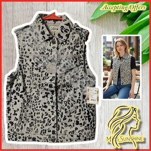 Dolled Up NEW - animal print military style Vest - hidden buttons & pockets